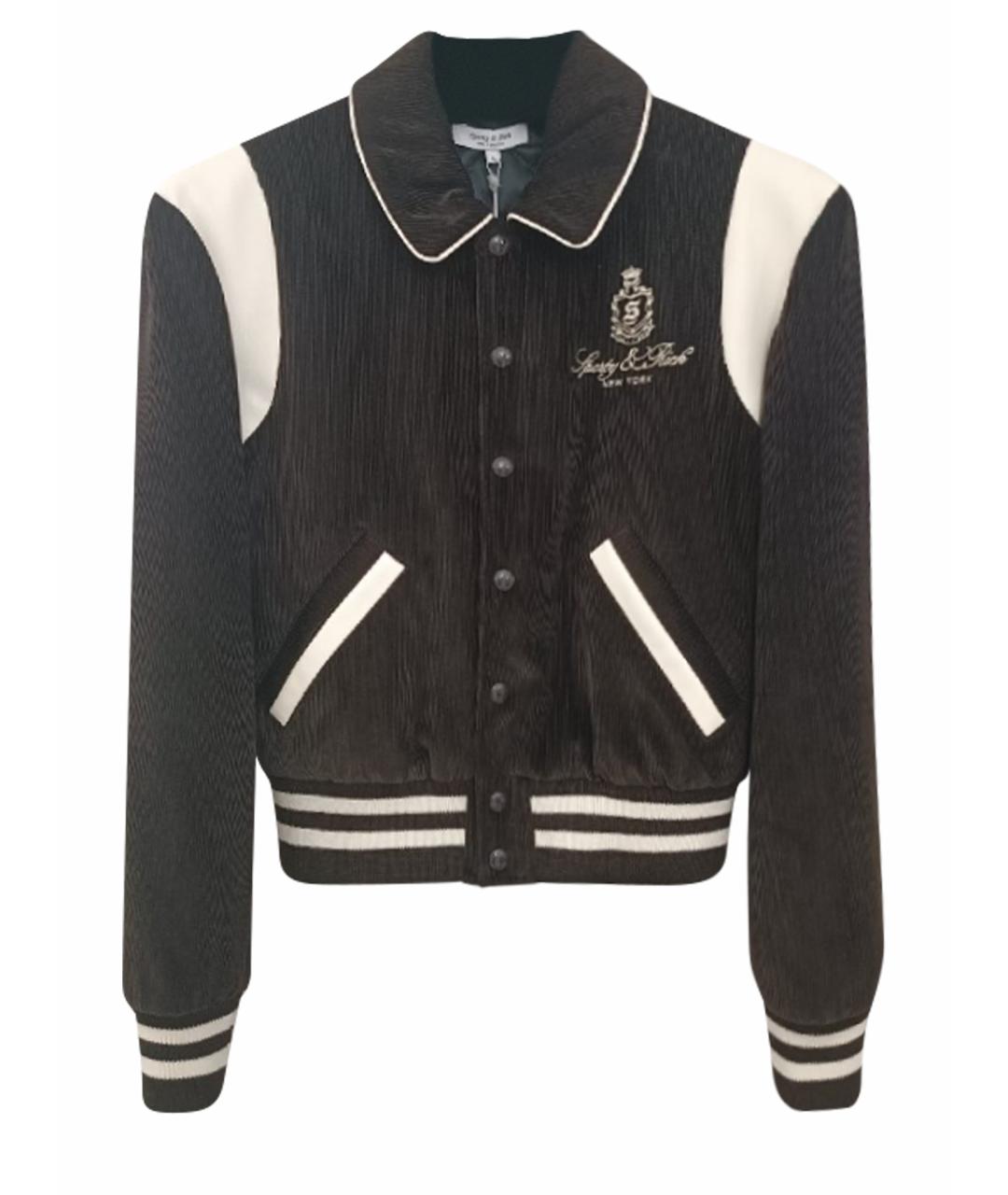SPORTY AND RICH Коричневая велюровая куртка, фото 1