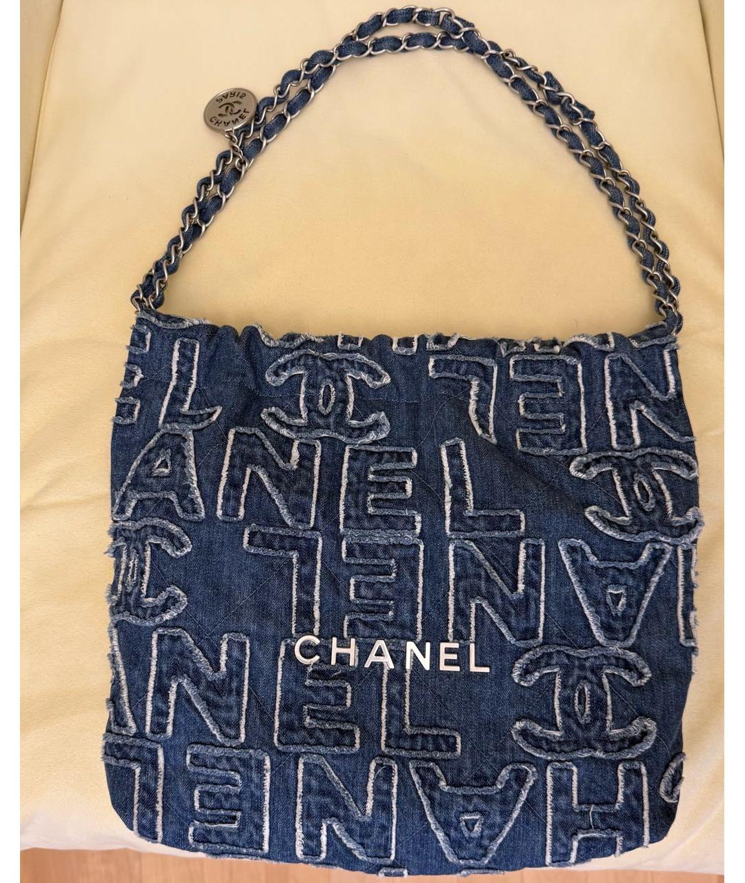 CHANEL Синяя деним сумка тоут, фото 5