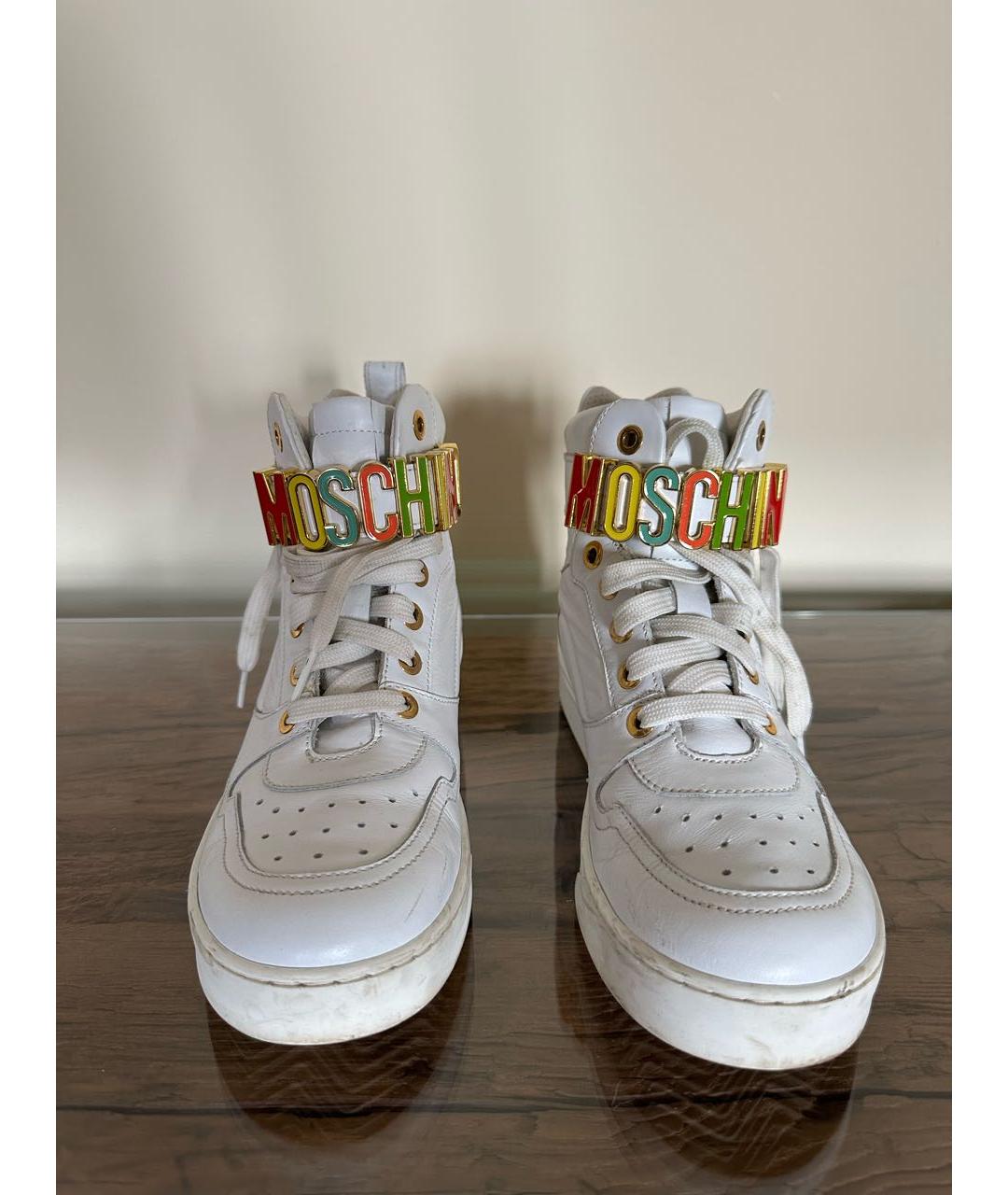 MOSCHINO Белые кожаные кроссовки, фото 3