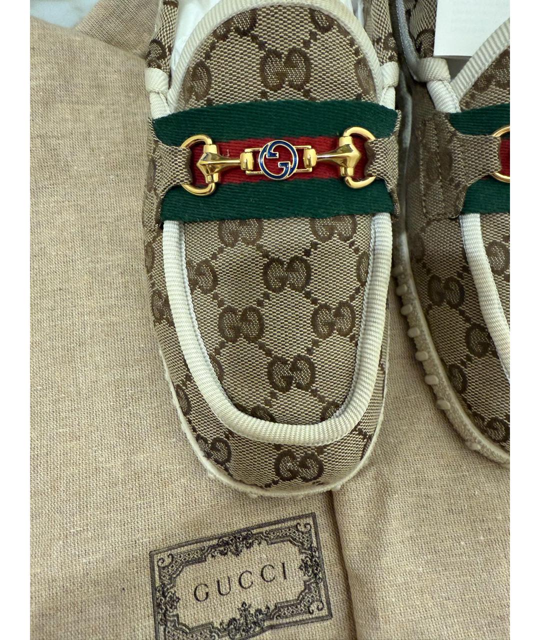 GUCCI Коричневые текстильные лоферы, фото 7