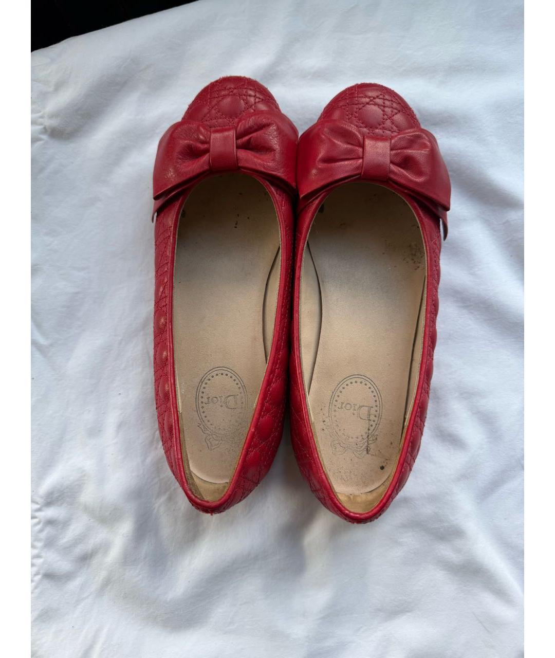 CHRISTIAN DIOR Красные кожаные балетки, фото 3