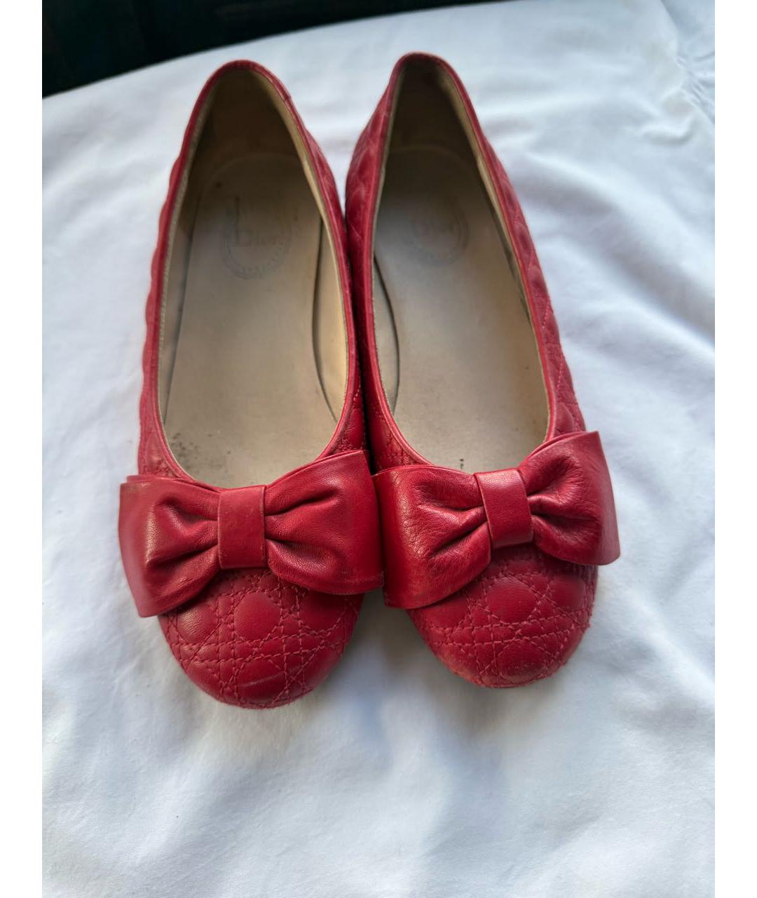 CHRISTIAN DIOR Красные кожаные балетки, фото 2
