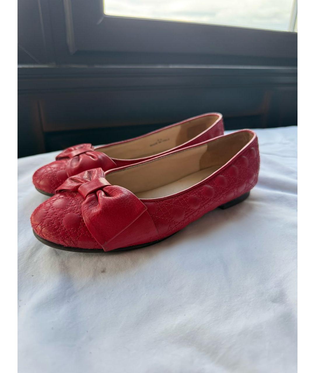 CHRISTIAN DIOR Красные кожаные балетки, фото 5