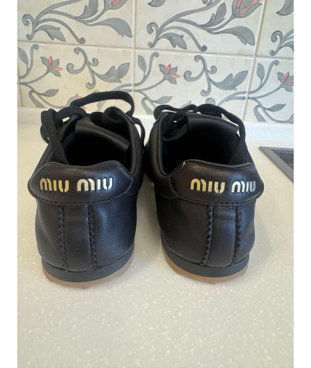 MIU MIU Черные кожаные кеды, фото 4