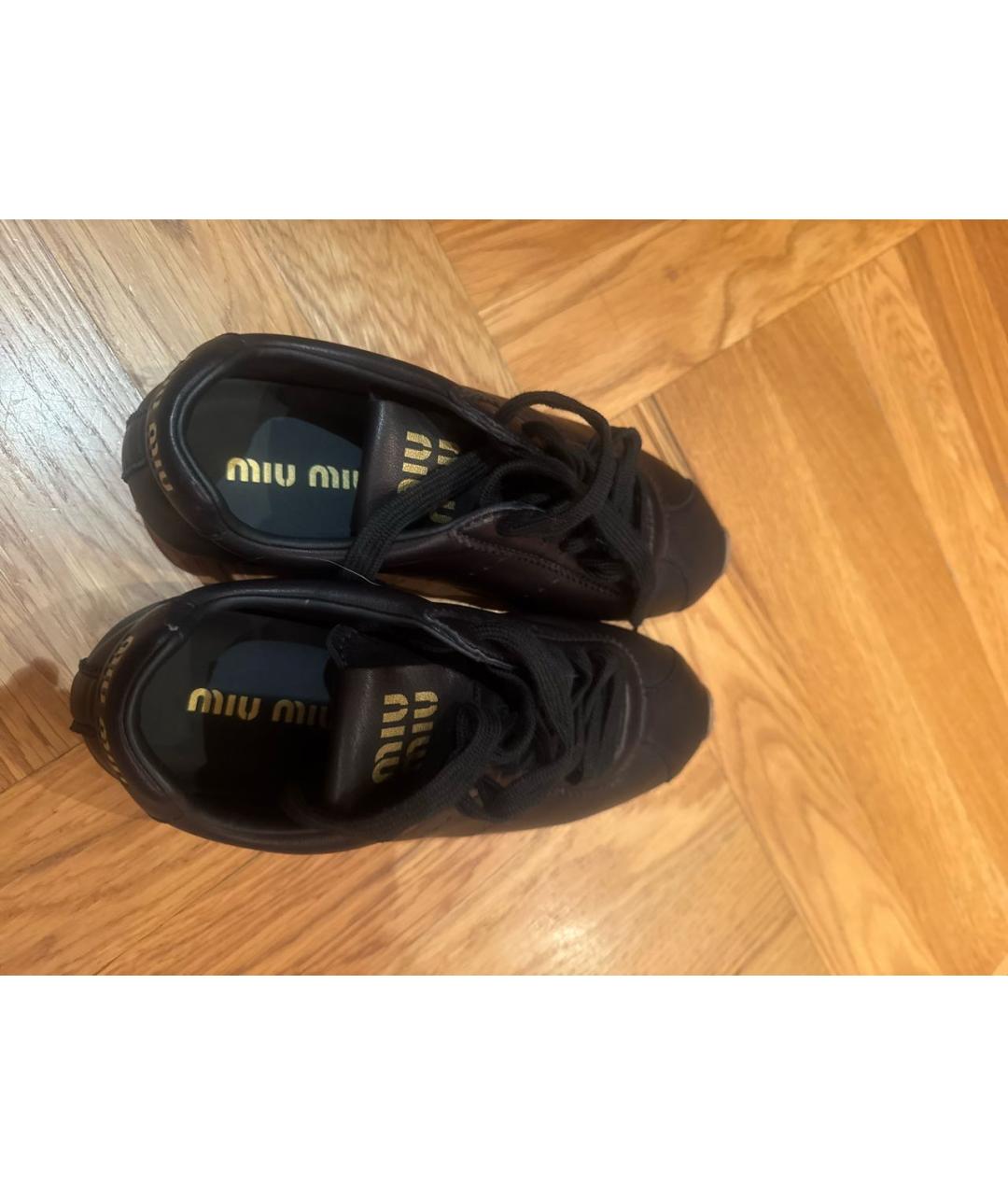 MIU MIU Черные кожаные кеды, фото 3