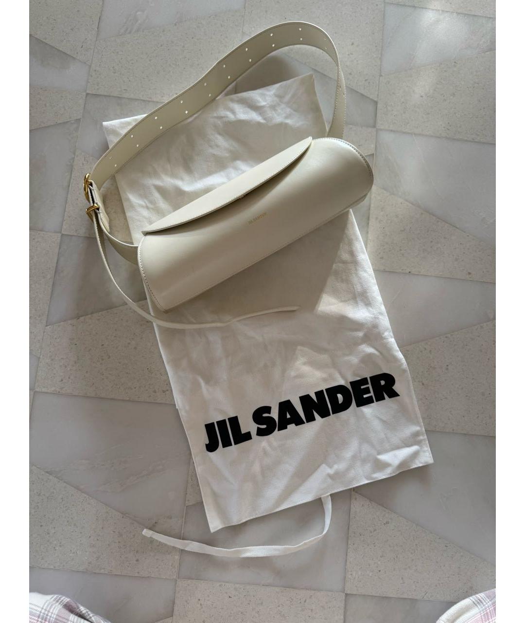 JIL SANDER Белая кожаная сумка с короткими ручками, фото 5