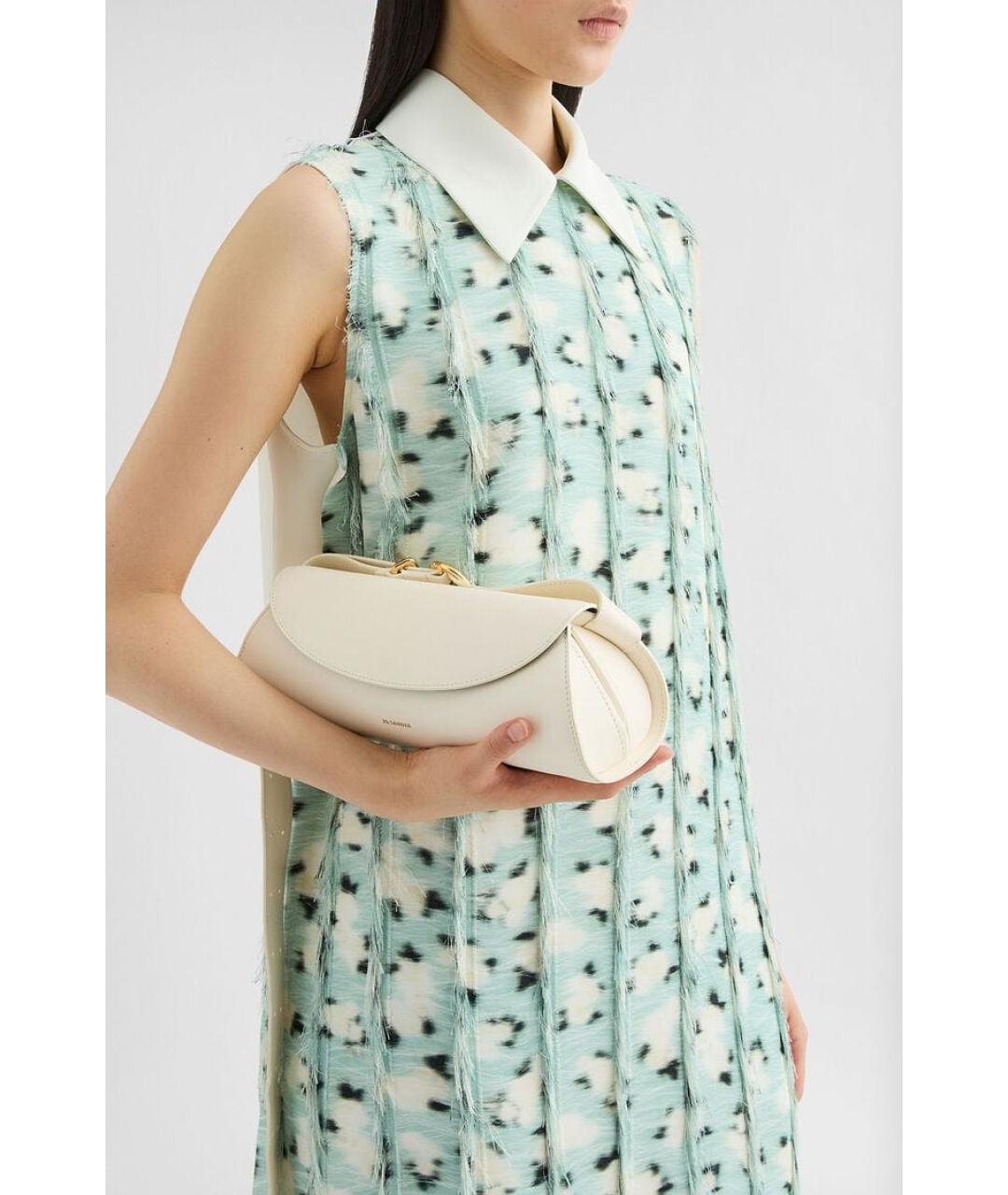 JIL SANDER Белая кожаная сумка с короткими ручками, фото 6