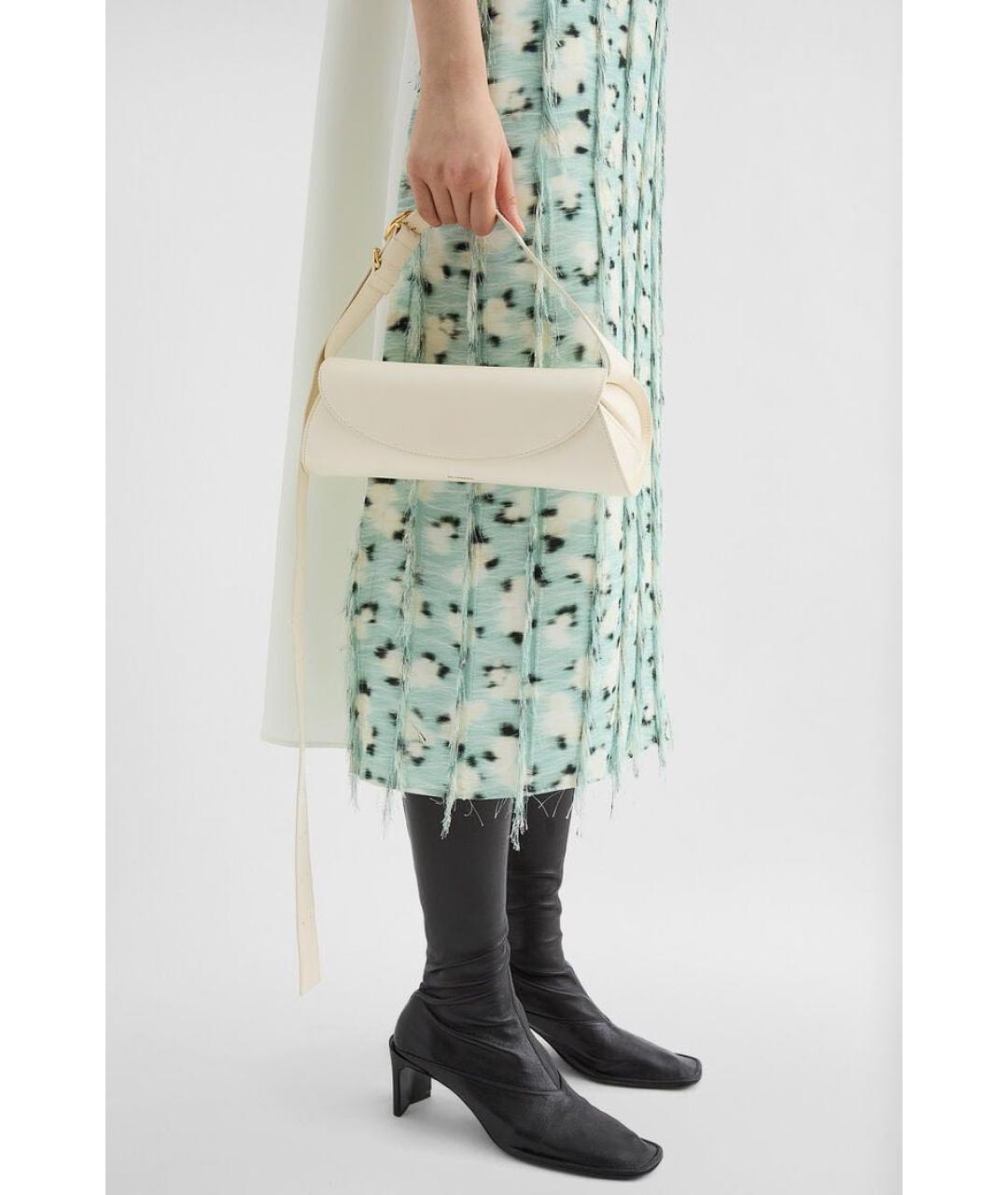 JIL SANDER Белая кожаная сумка с короткими ручками, фото 7