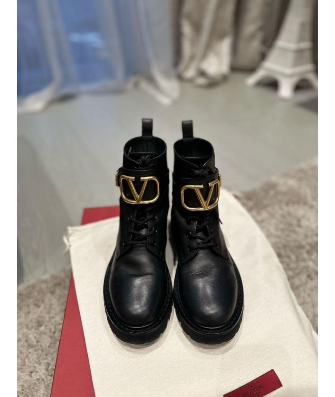 VALENTINO Черные кожаные ботинки, фото 2