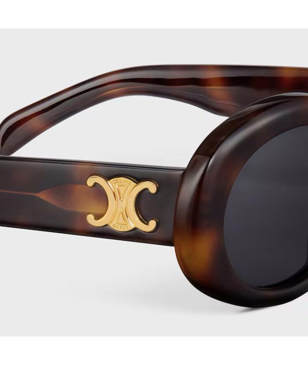 CELINE Коричневые пластиковые солнцезащитные очки, фото 4