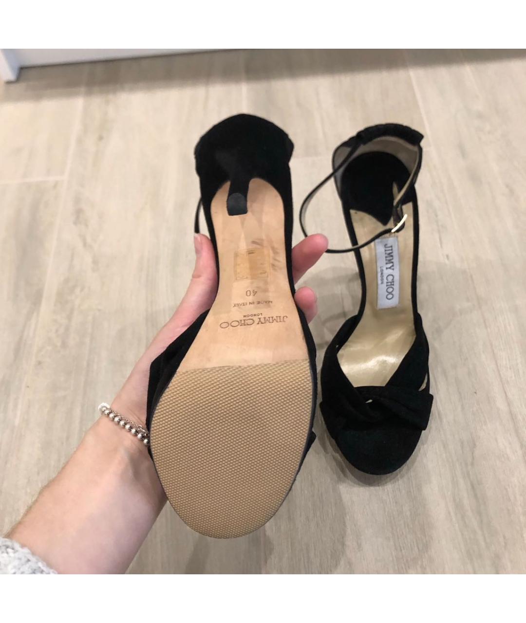 JIMMY CHOO Черные замшевые босоножки, фото 3