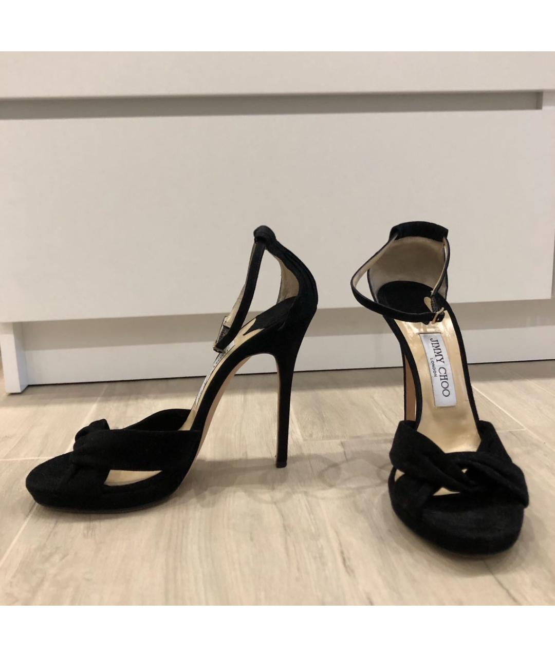 JIMMY CHOO Черные замшевые босоножки, фото 4