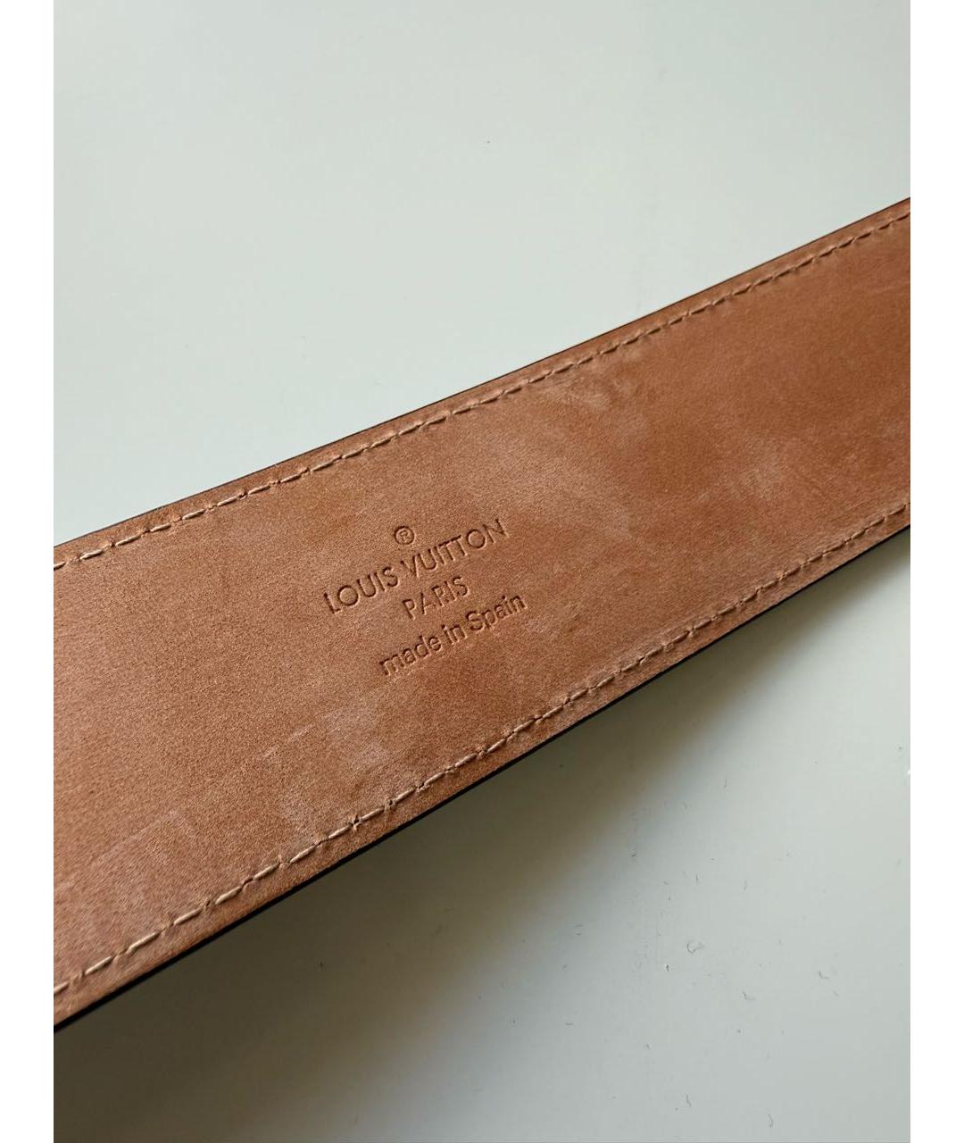 LOUIS VUITTON Коричневый кожаный ремень, фото 4