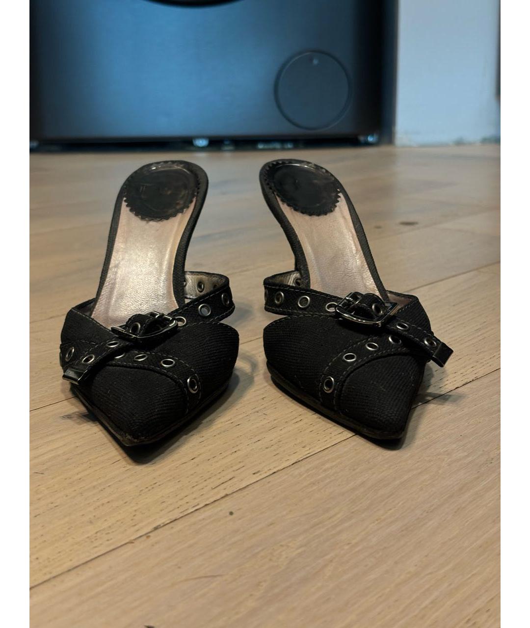 CHRISTIAN DIOR Черные текстильные мюли, фото 3