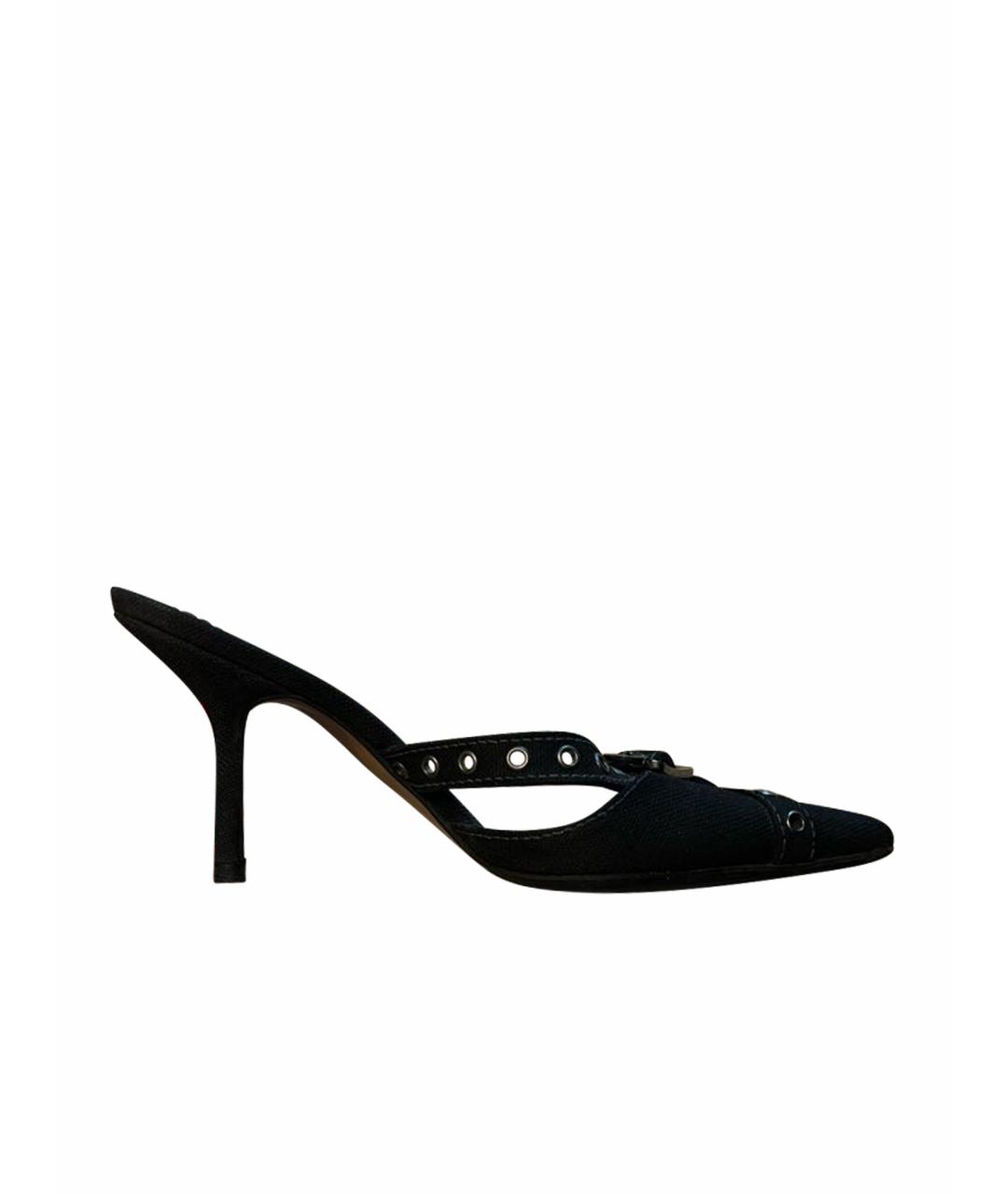 CHRISTIAN DIOR Черные текстильные мюли, фото 1