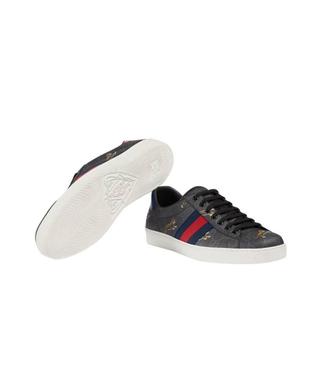 GUCCI Антрацитовые низкие кроссовки / кеды, фото 4