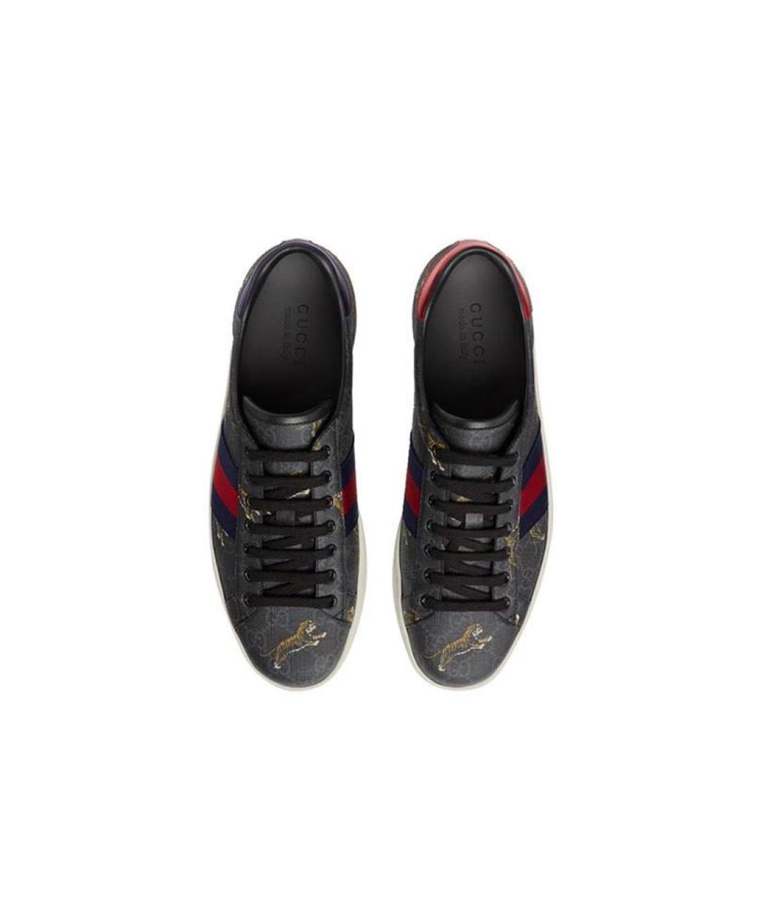 GUCCI Антрацитовые низкие кроссовки / кеды, фото 3