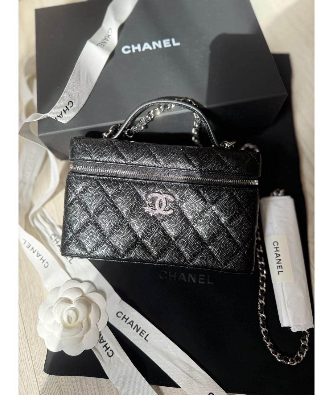 CHANEL Черная кожаная сумка с короткими ручками, фото 2