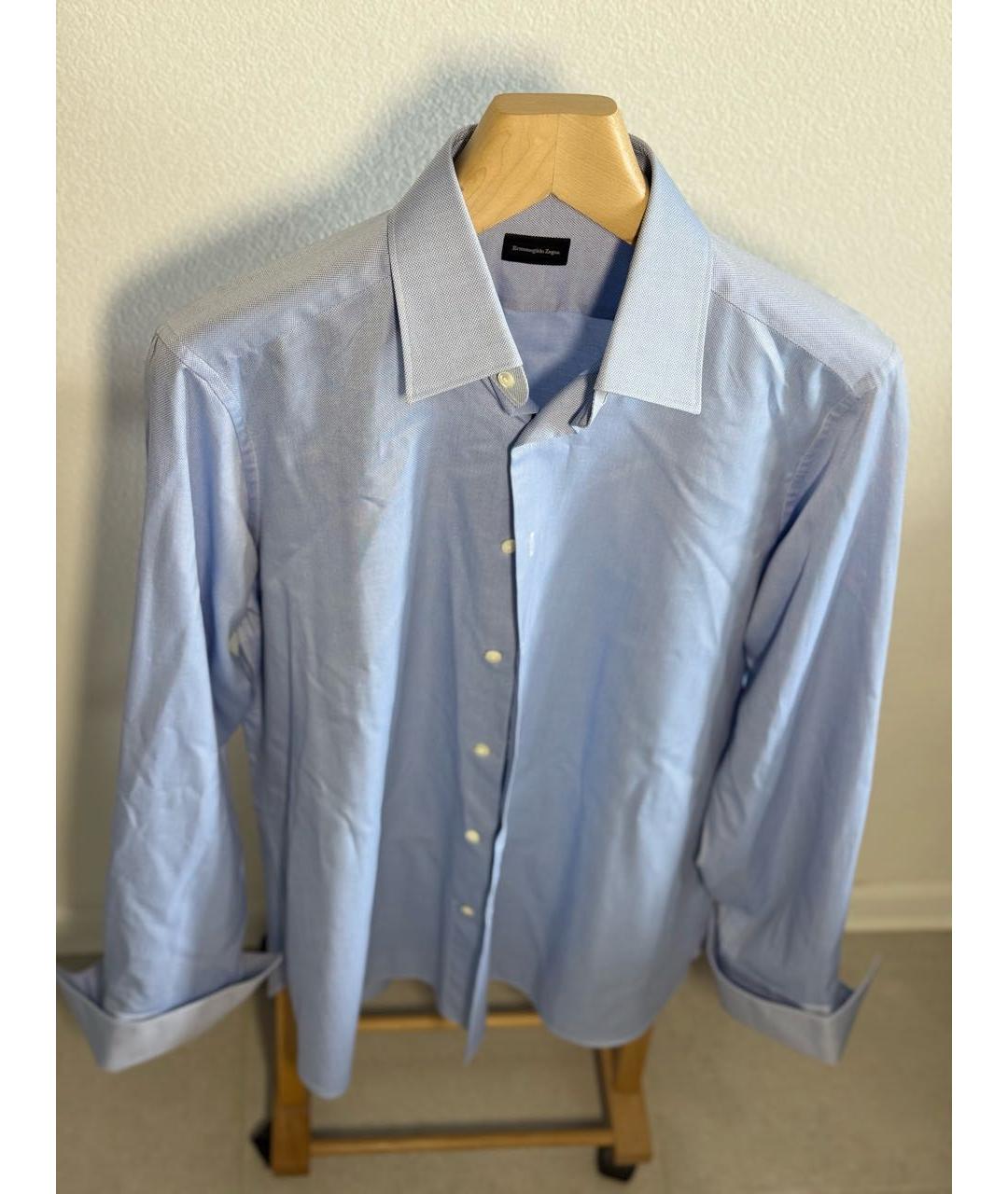ERMENEGILDO ZEGNA XXX Синяя хлопковая классическая рубашка, фото 2