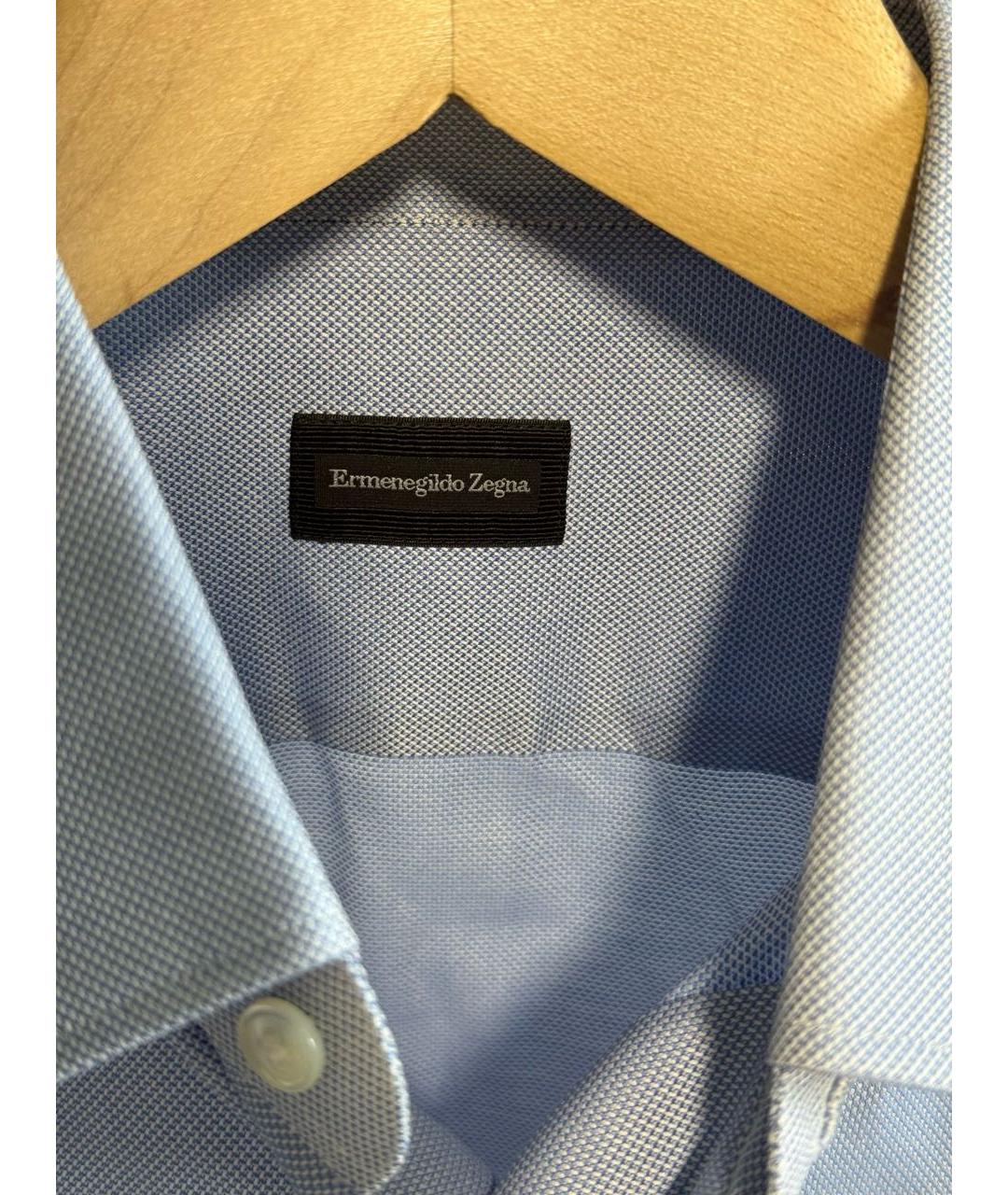 ERMENEGILDO ZEGNA XXX Синяя хлопковая классическая рубашка, фото 3