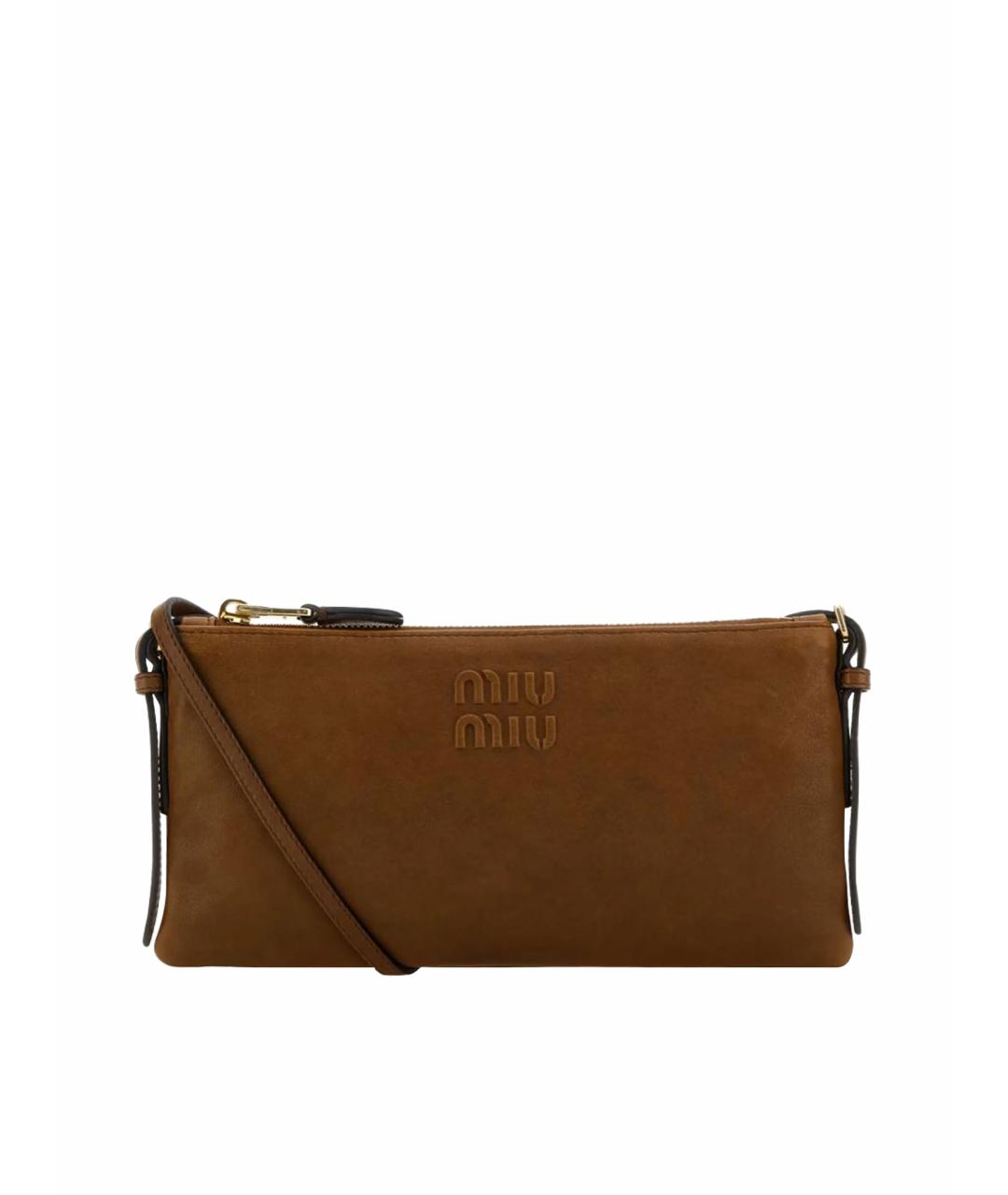 MIU MIU Коричневая кожаная сумка через плечо, фото 1