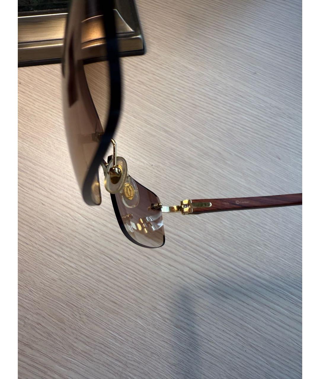 CARTIER Коричневые металлические солнцезащитные очки, фото 3