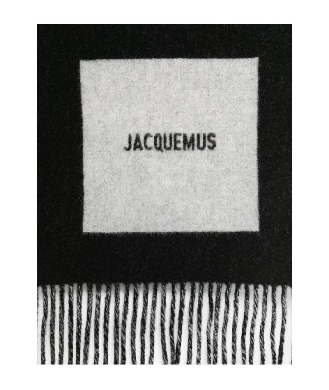 JACQUEMUS Черный шерстяной шарф, фото 2