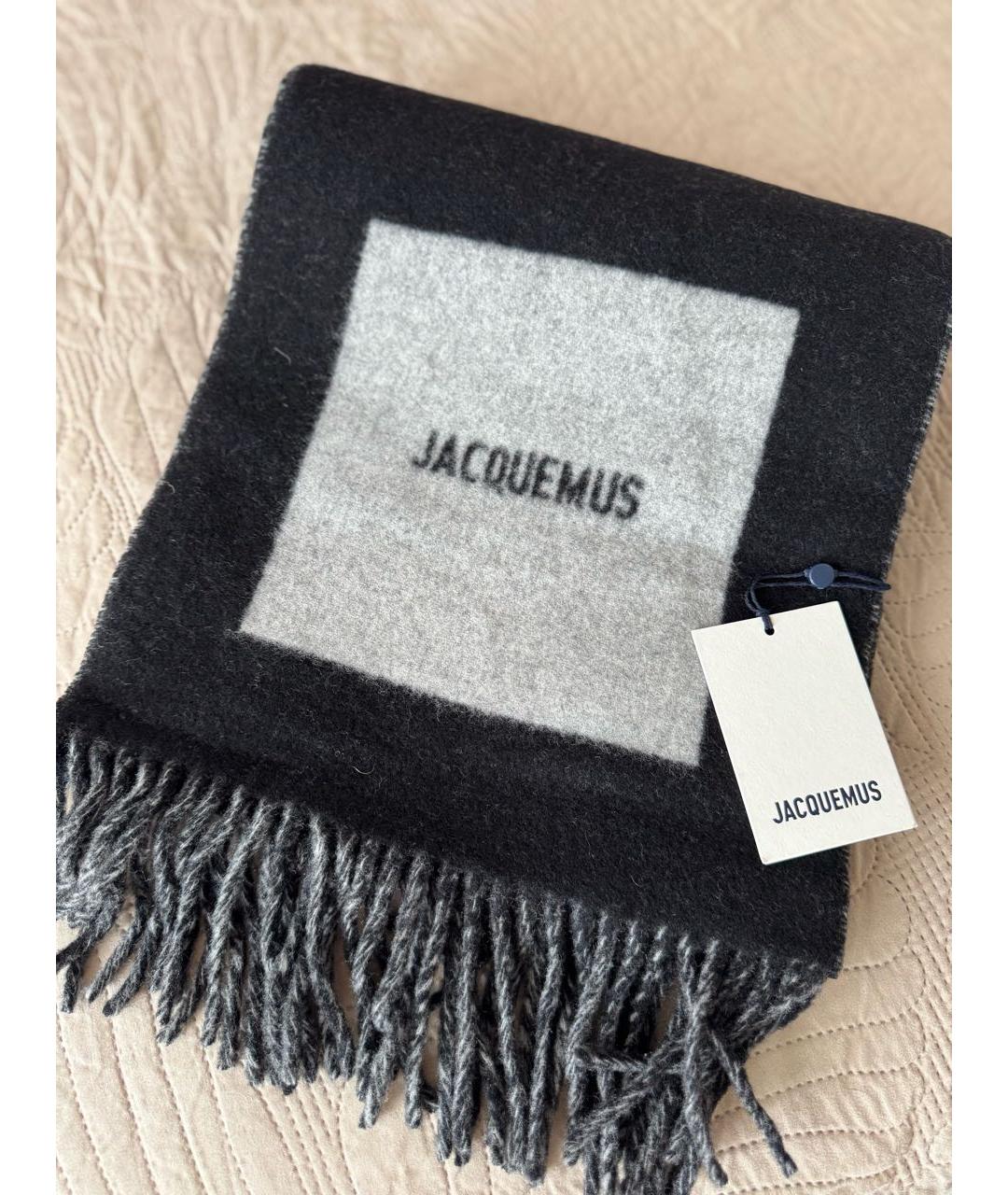 JACQUEMUS Черный шерстяной шарф, фото 4
