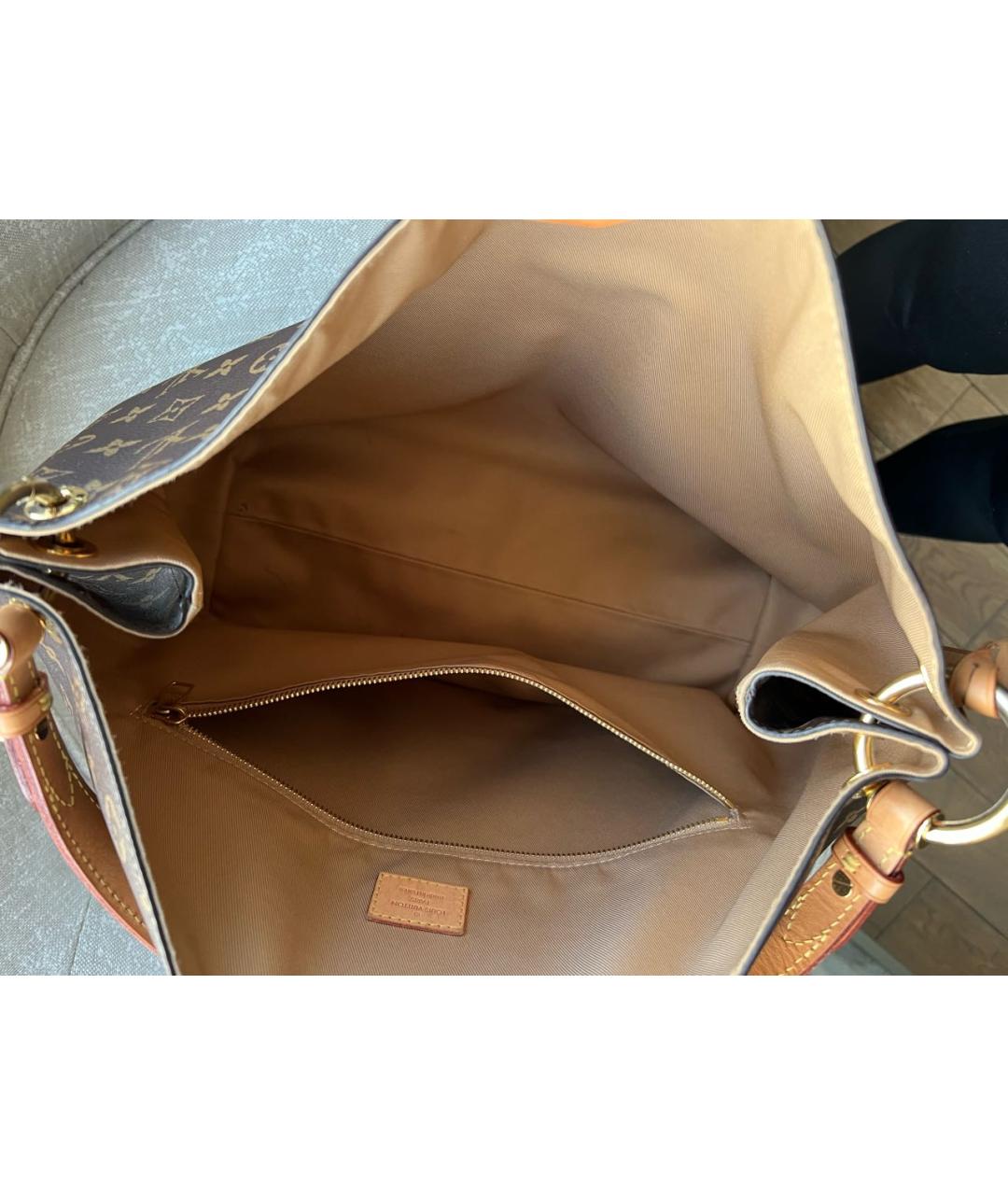 LOUIS VUITTON Коричневая кожаная сумка с короткими ручками, фото 6