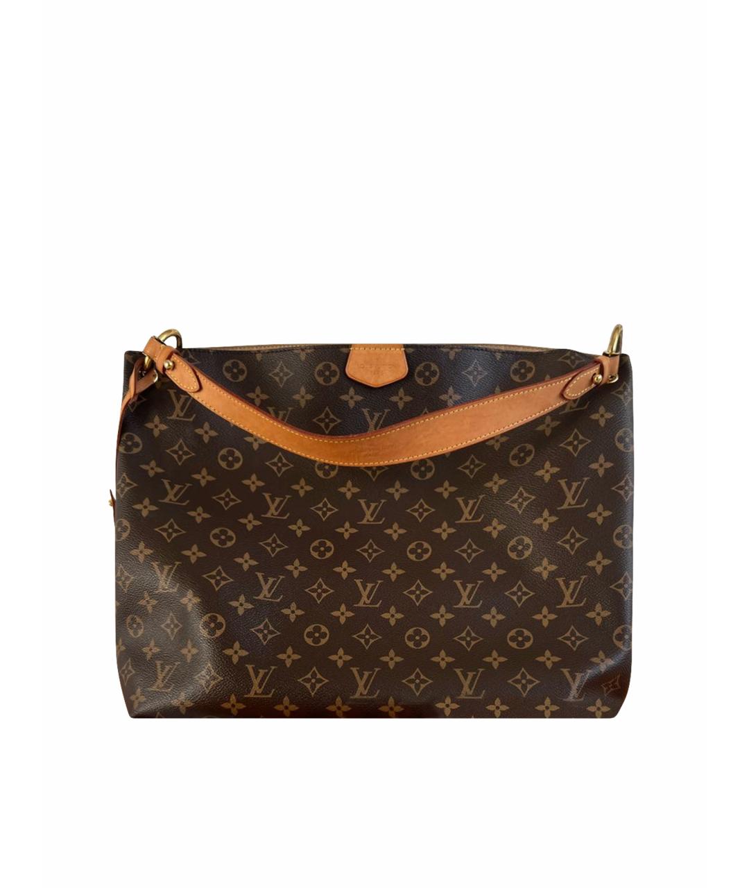 LOUIS VUITTON Коричневая кожаная сумка с короткими ручками, фото 1