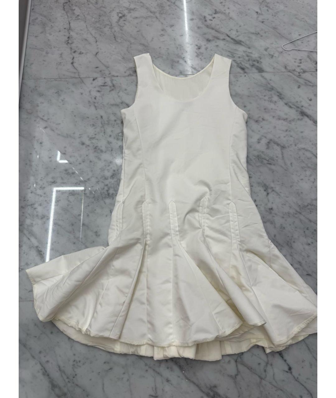 CHRISTIAN DIOR Белое хлопко-эластановое коктейльное платье, фото 3