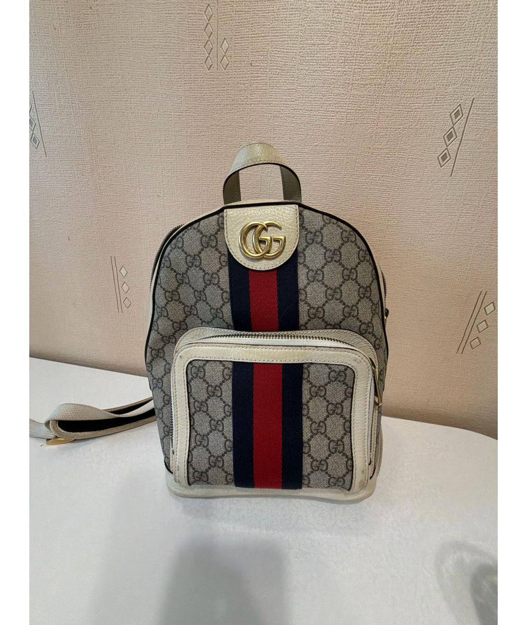 GUCCI Белый жаккардовый рюкзак, фото 5