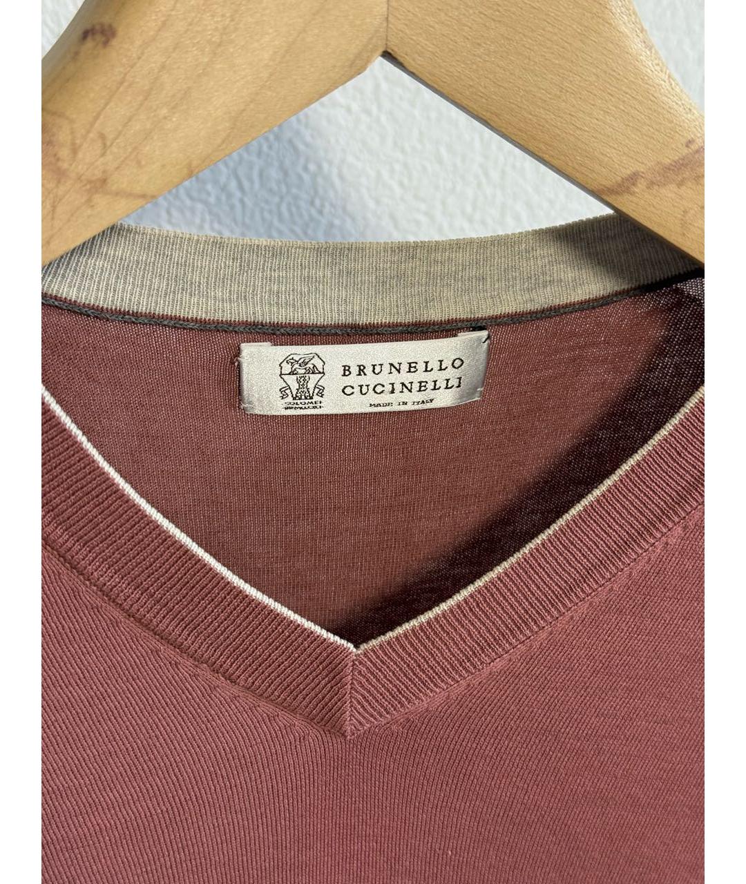 BRUNELLO CUCINELLI Бордовый кашемировый джемпер / свитер, фото 3
