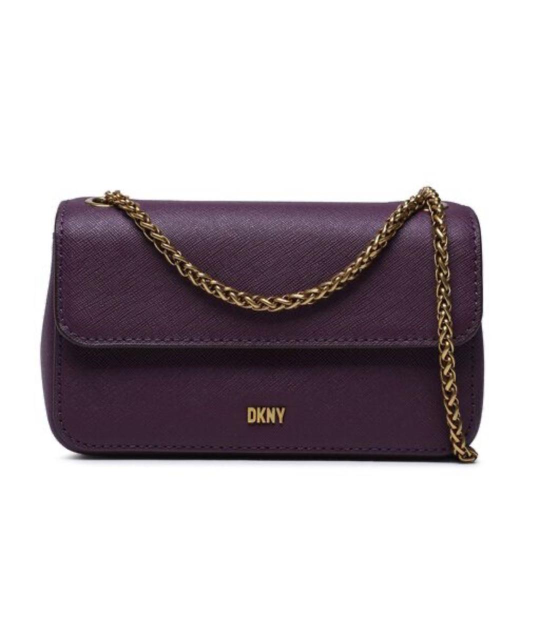 DKNY Фиолетовая кожаная сумка через плечо, фото 1
