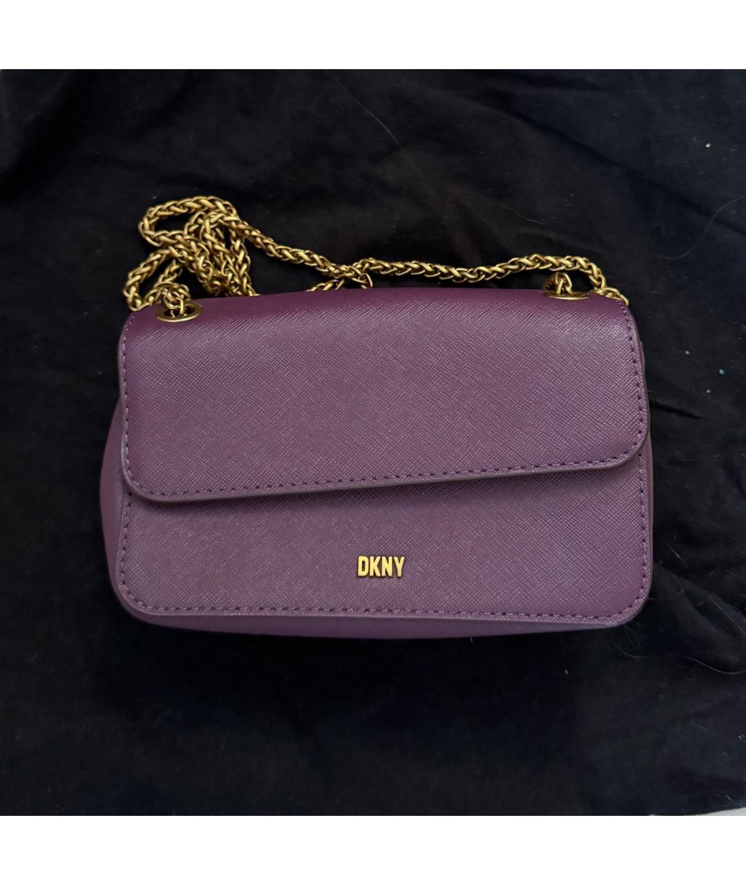 DKNY Фиолетовая кожаная сумка через плечо, фото 5