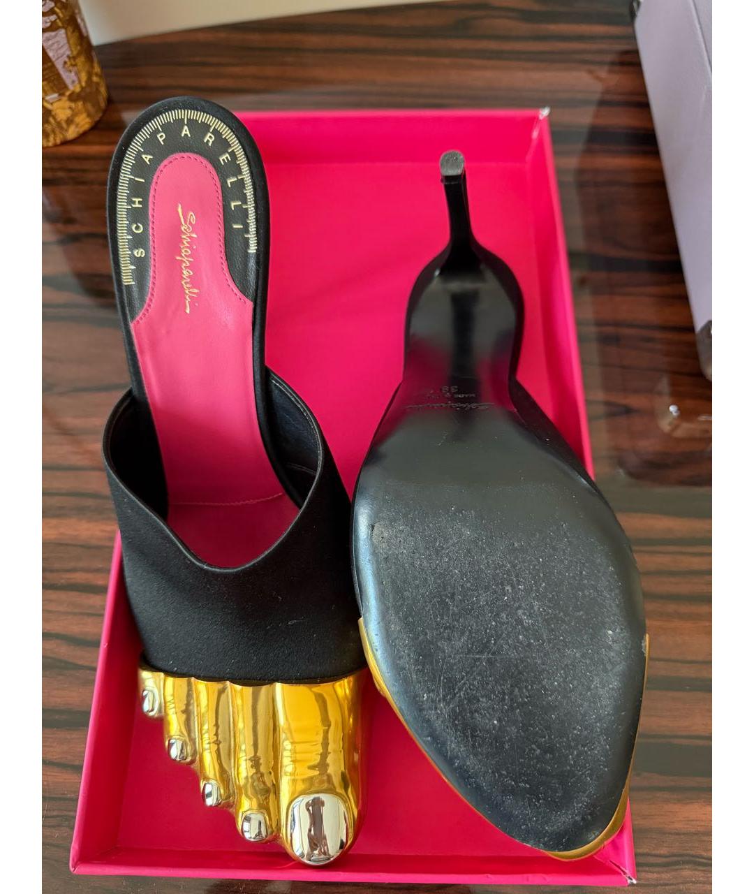 SCHIAPARELLI Черные текстильные сабо, фото 3