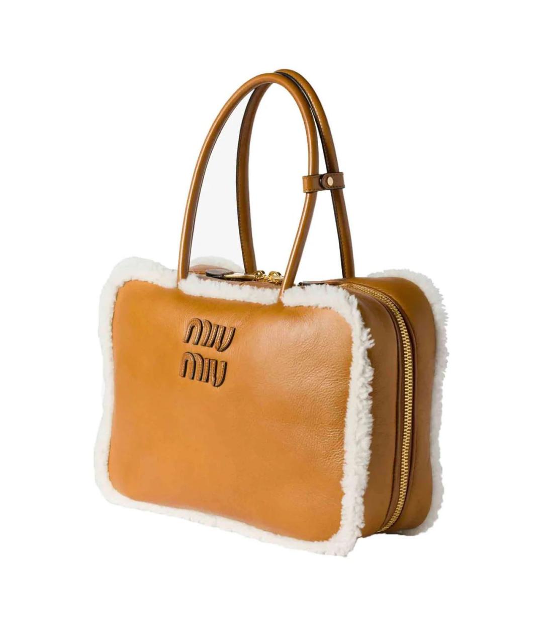 MIU MIU Оранжевая кожаная сумка тоут, фото 3
