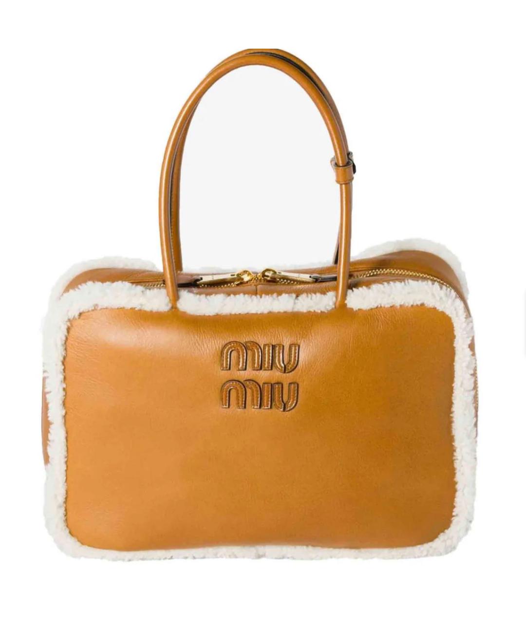 MIU MIU Оранжевая кожаная сумка тоут, фото 1