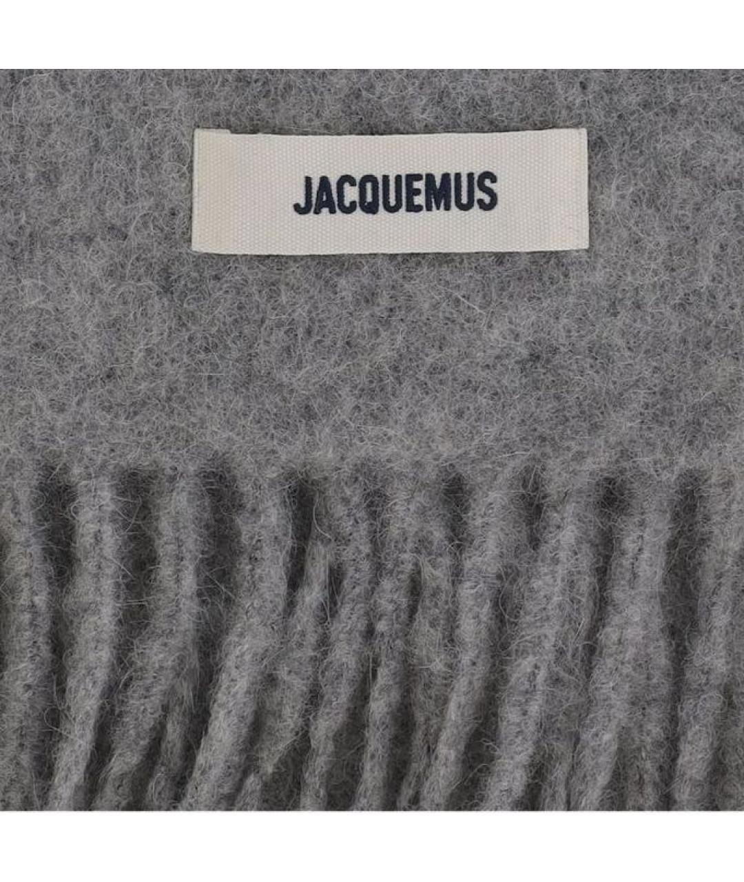 JACQUEMUS Серый шерстяной шарф, фото 3
