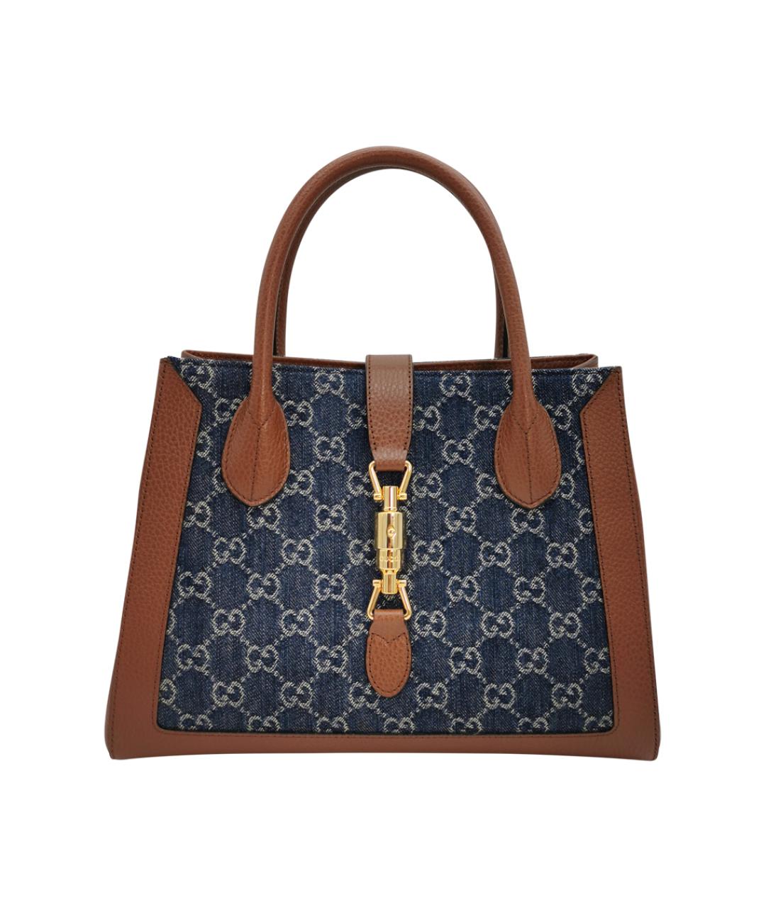 GUCCI Темно-синяя кожаная сумка тоут, фото 1