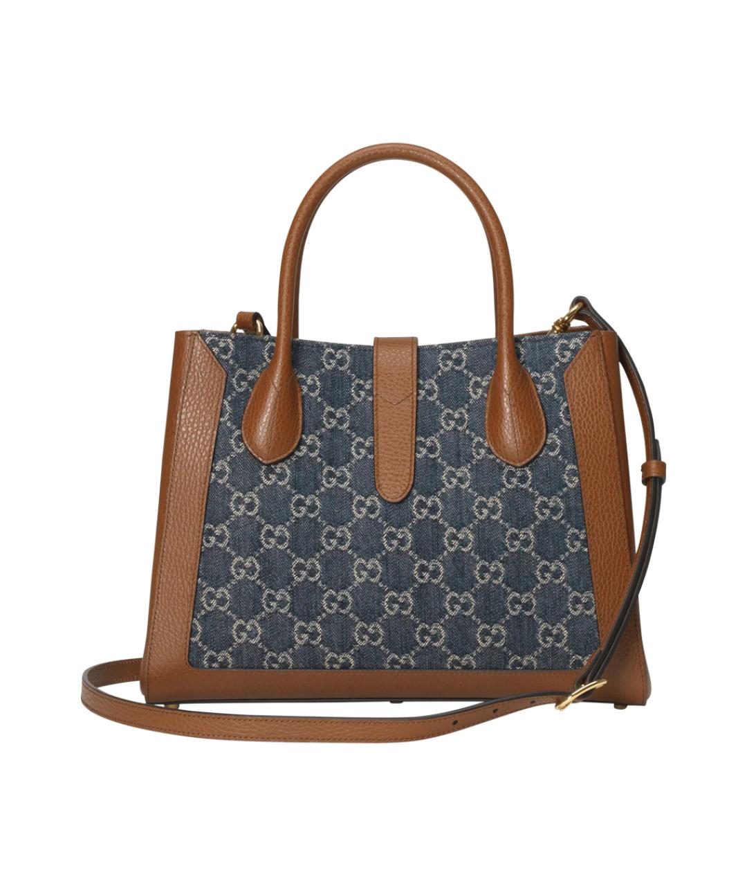 GUCCI Темно-синяя кожаная сумка тоут, фото 3