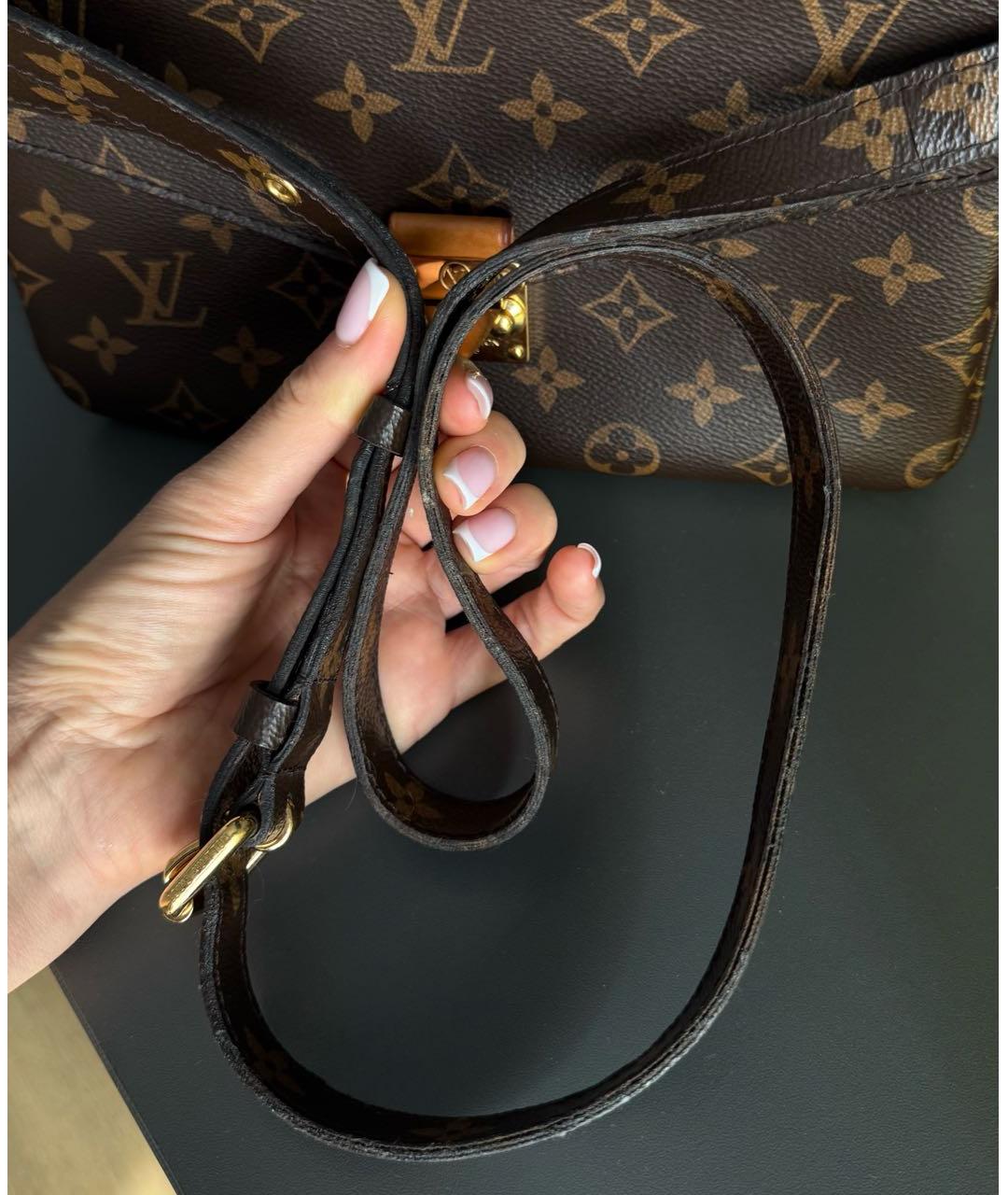 LOUIS VUITTON Коричневая кожаная сумка через плечо, фото 8