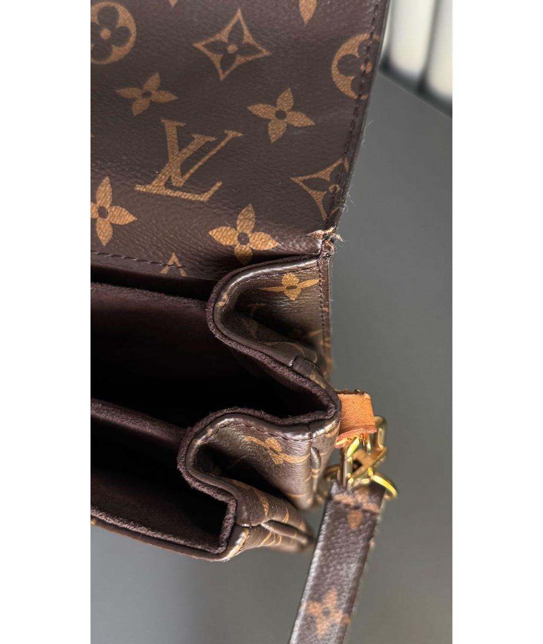 LOUIS VUITTON Коричневая кожаная сумка через плечо, фото 6