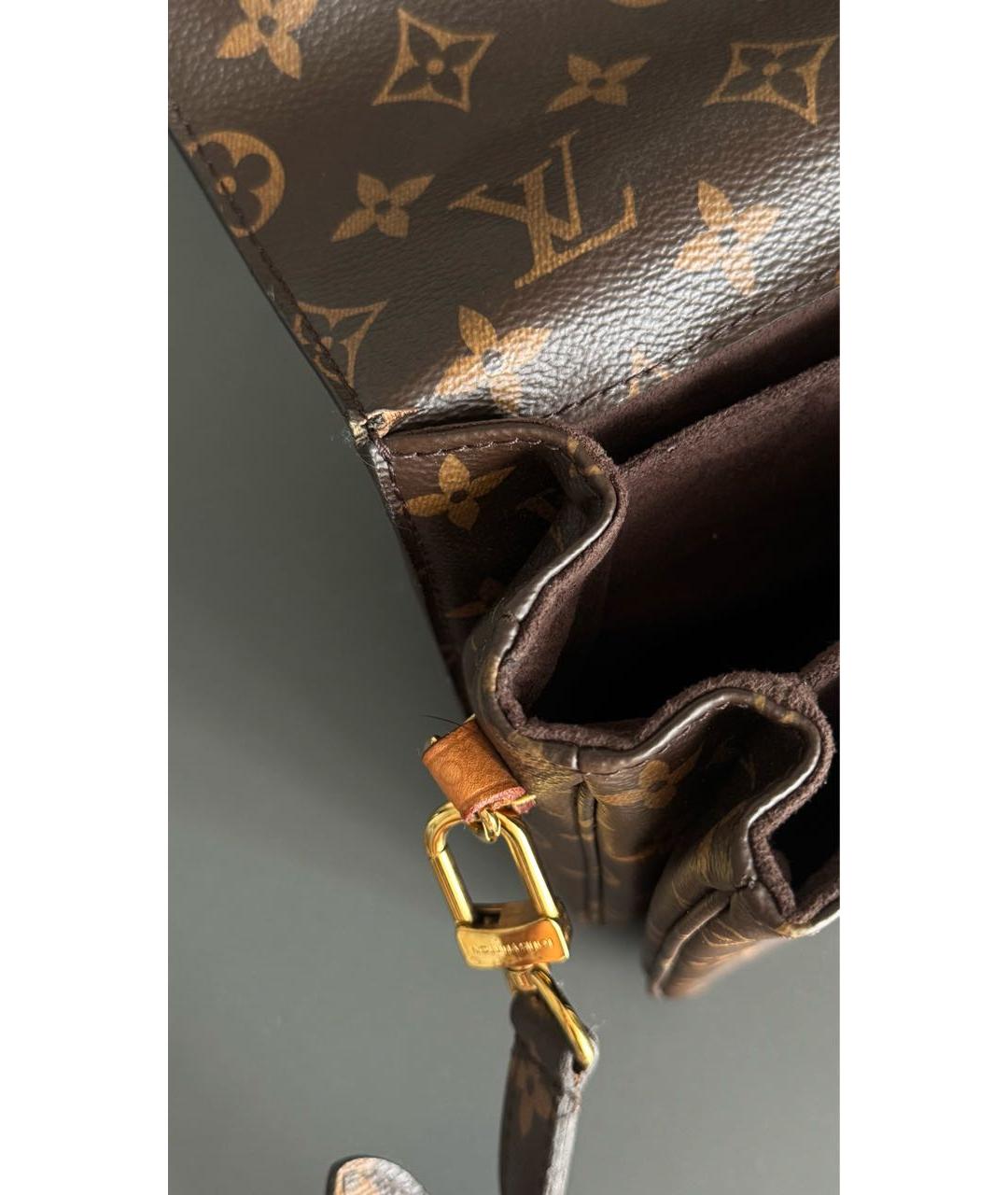 LOUIS VUITTON Коричневая кожаная сумка через плечо, фото 7