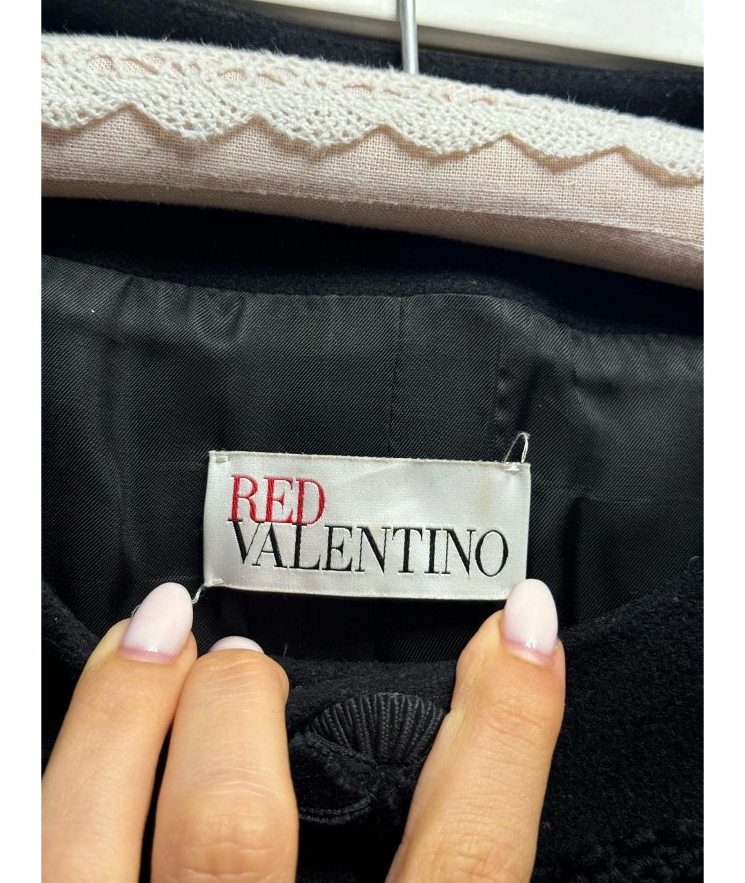 RED VALENTINO Черное шерстяное пальто, фото 4