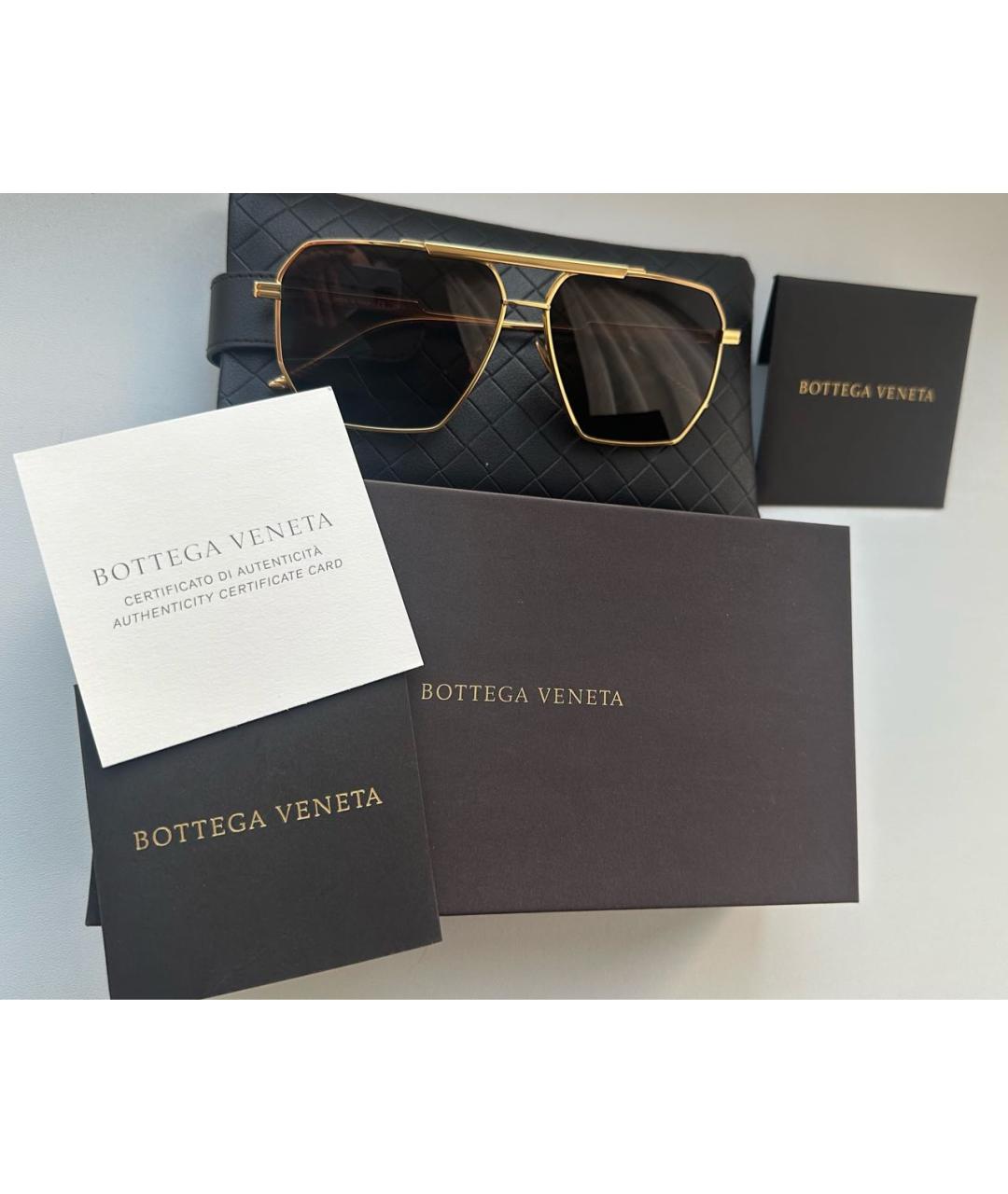 BOTTEGA VENETA Коричневые металлические солнцезащитные очки, фото 6