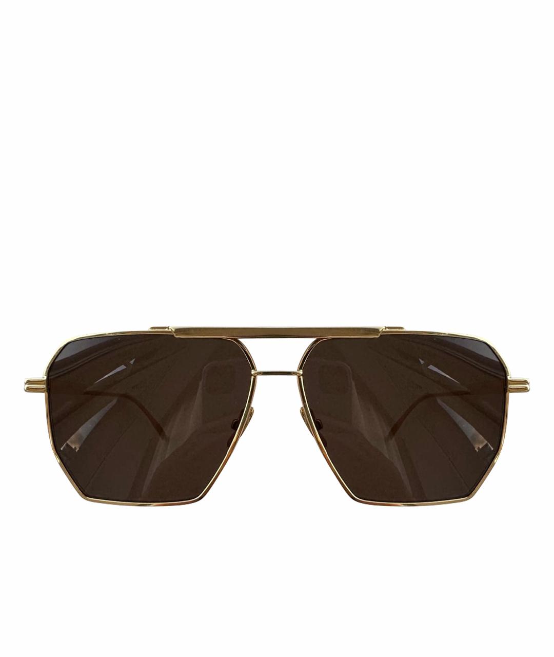 BOTTEGA VENETA Коричневые металлические солнцезащитные очки, фото 1