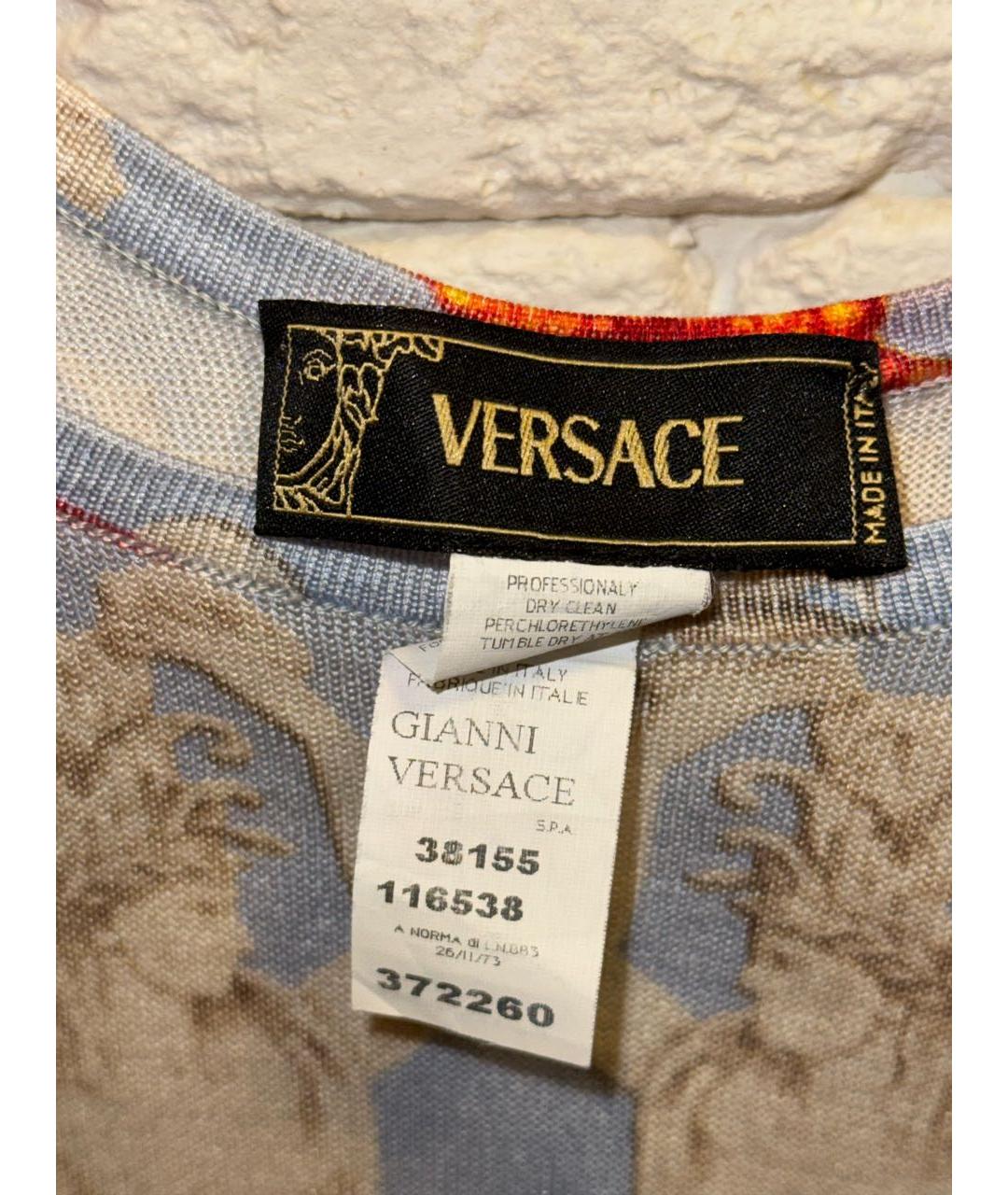 VERSACE Голубая шелковая майка, фото 2