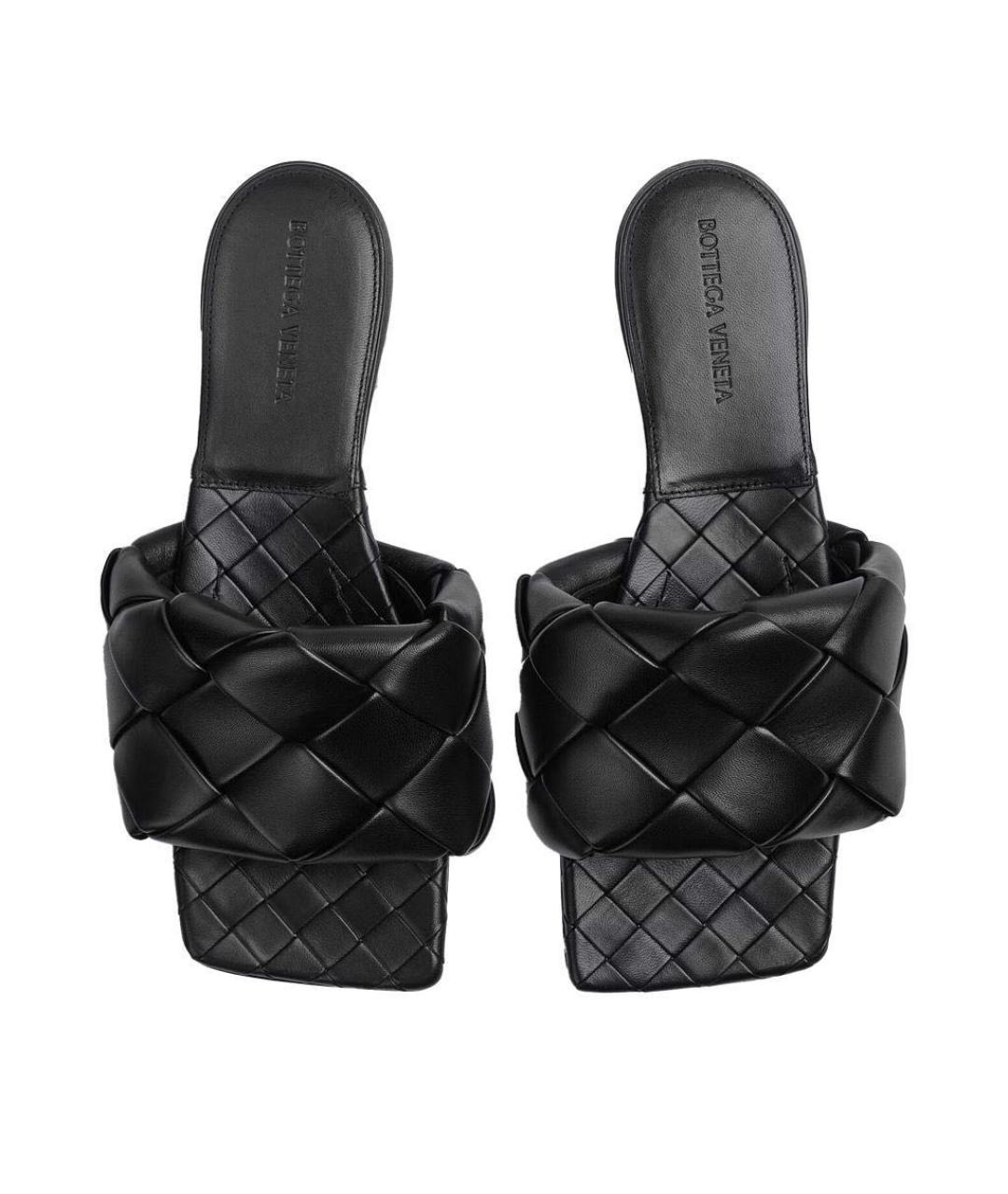 BOTTEGA VENETA Черные кожаные шлепанцы, фото 2