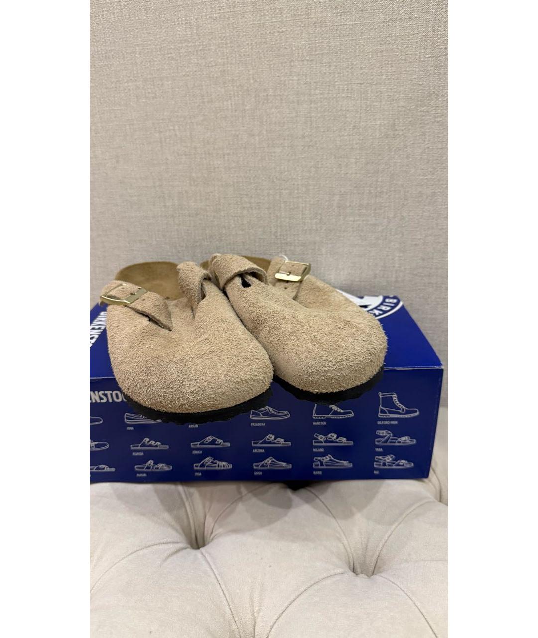 BIRKENSTOCK Бежевые замшевые сабо, фото 2
